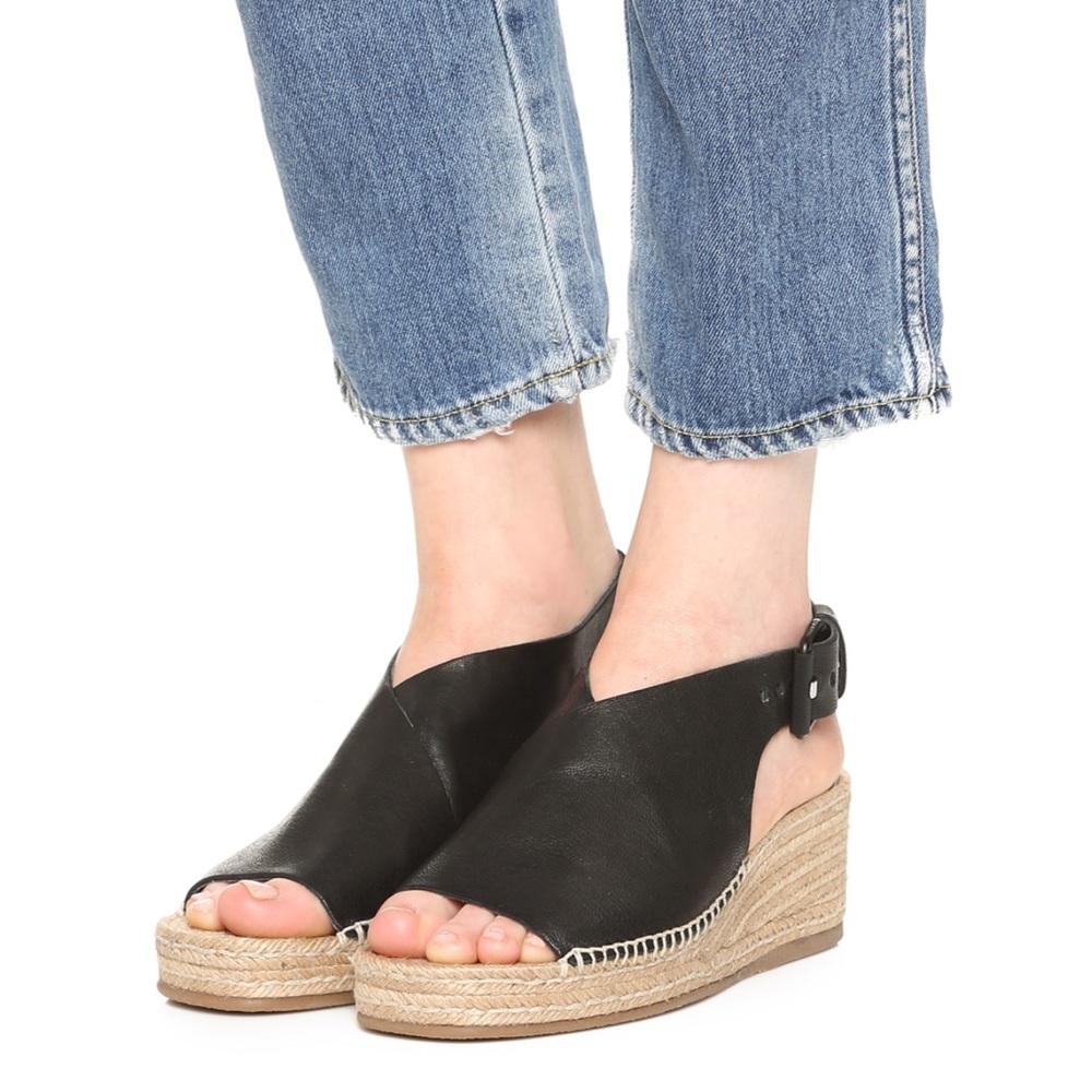 NWOB rag & bone black leather Sienna Espadrille.